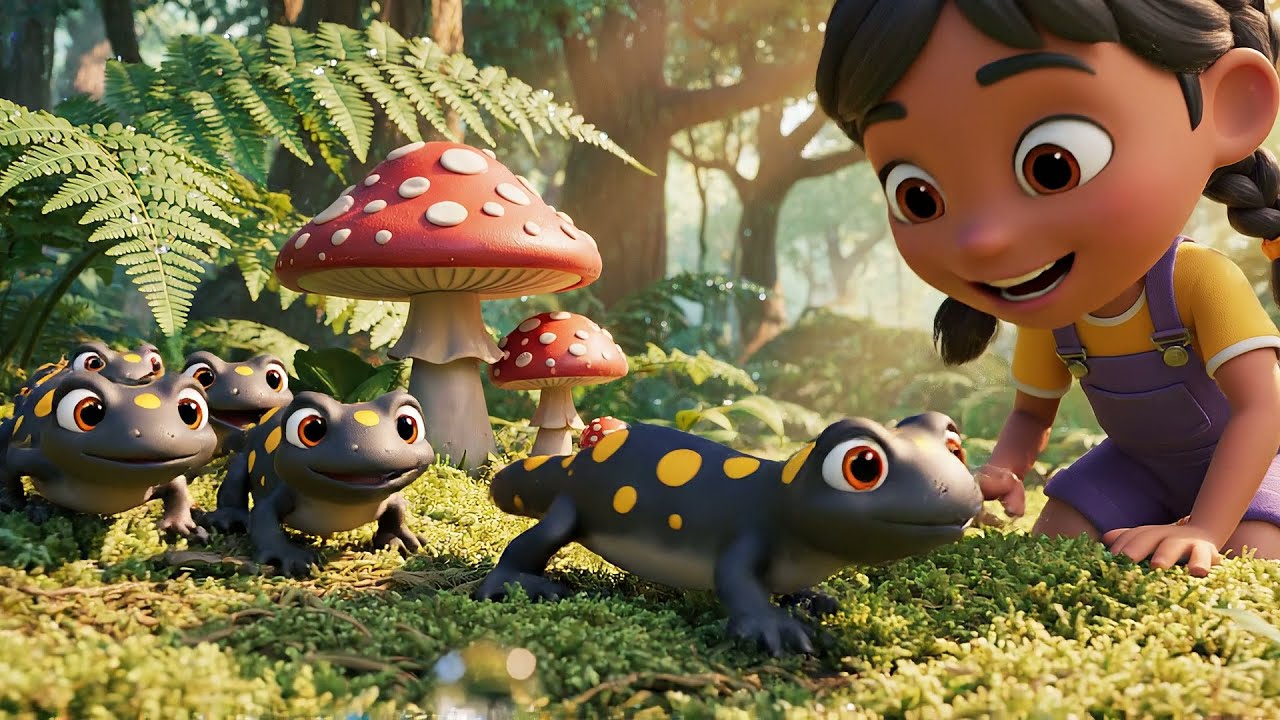 Cinco pequeñas salamandras, gatean, gatean | Rimas Infantiles y Canciones para Niños