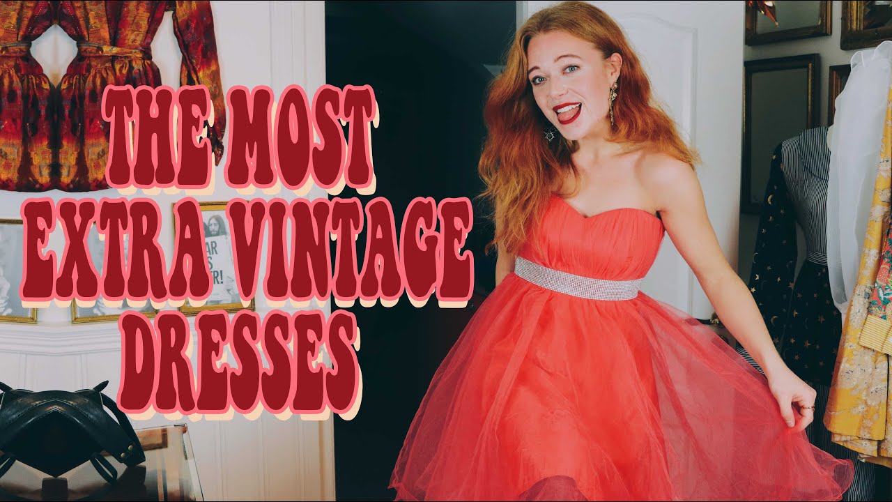 I Try On The Weirdest Vintage Dresses In Store | VLOGMAS 8