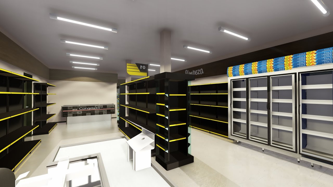 Projeto Mercado - Comercial Amarelinho - Maquete 3D - Maqmaster