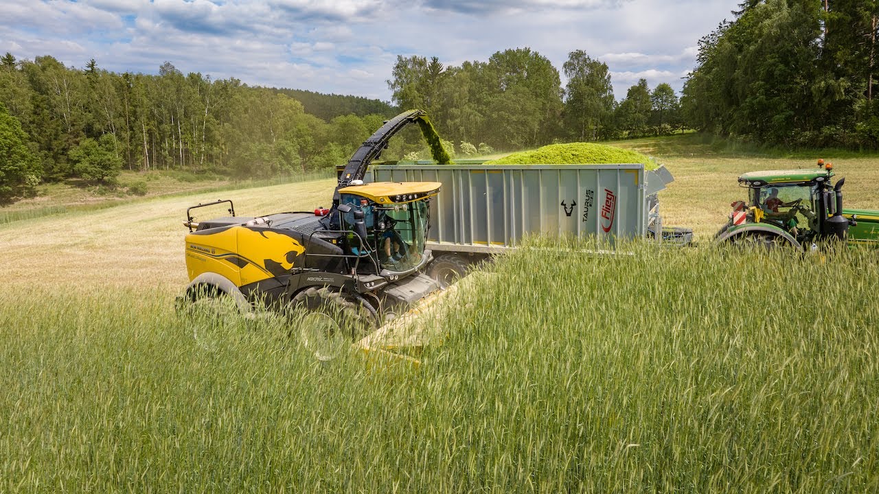 Prototype New Holland FRxxx + Marangon MDR 6014 | Přímá sklizeň žita | GPS silage Biogas