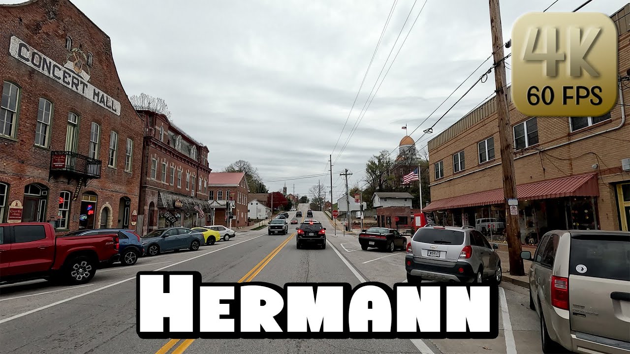 Driving Around Small Town Hermann, Missouri in 4k Video