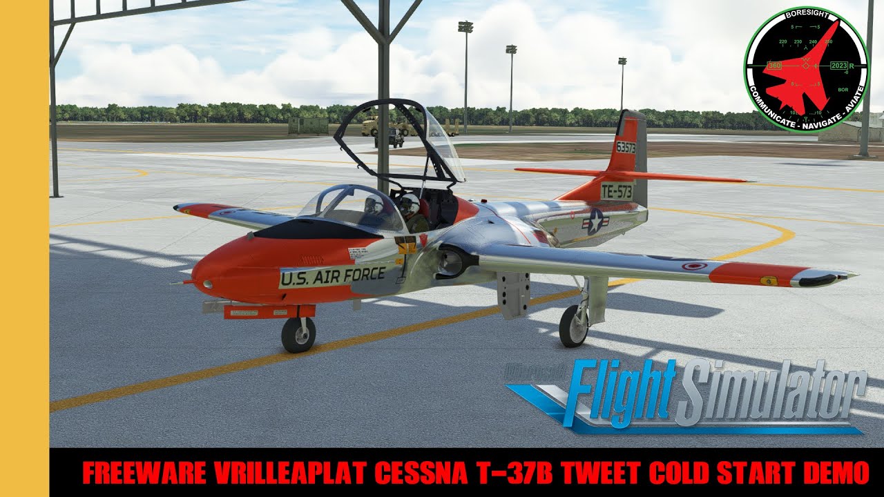 Freeware VrilleAPLAT Cessna T-37B Tweet Cold Start Demo |MSFS | Microsoft Flight Simulator