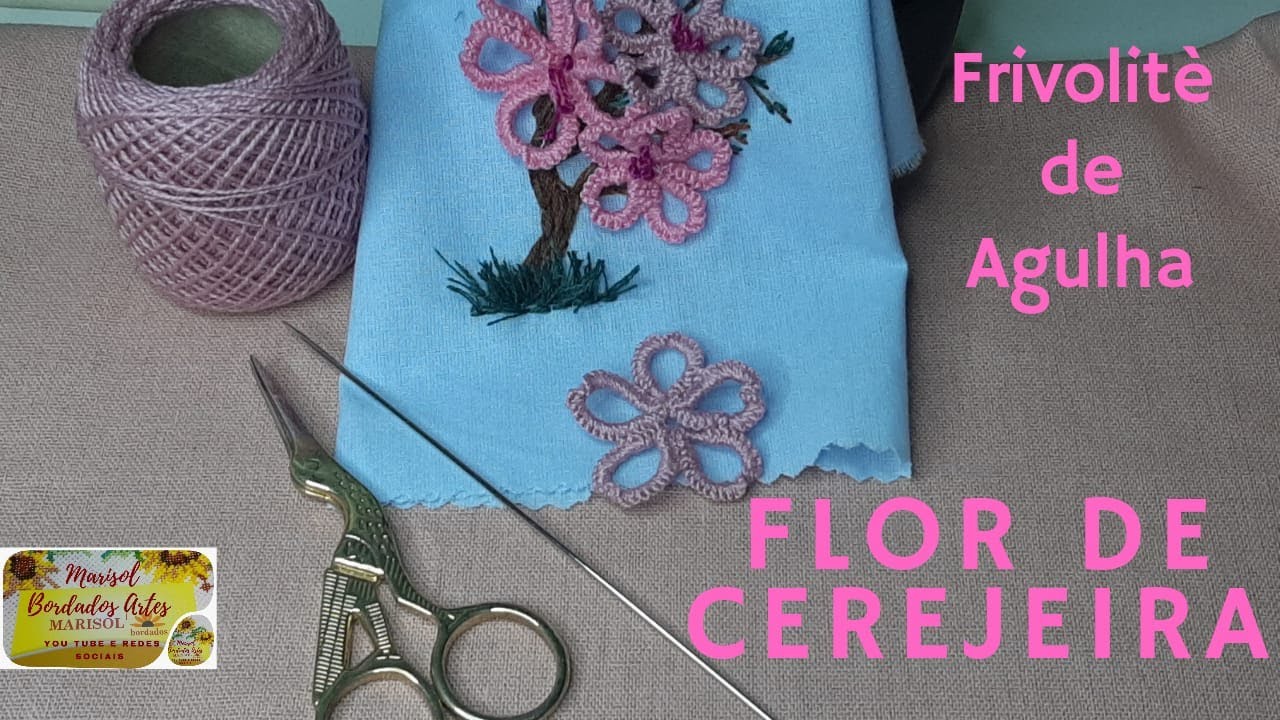 Flor de Cerejeira em Frivolité de Agulha. #frivolitesol