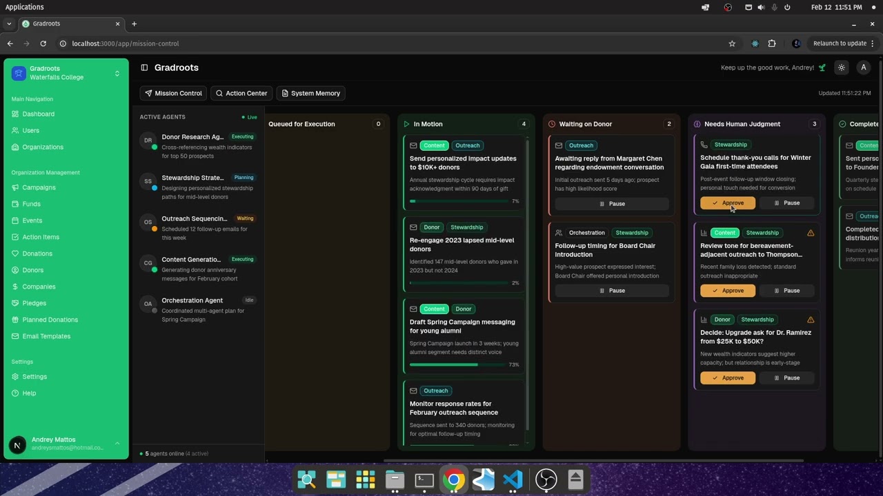 Gradroots Mission Control