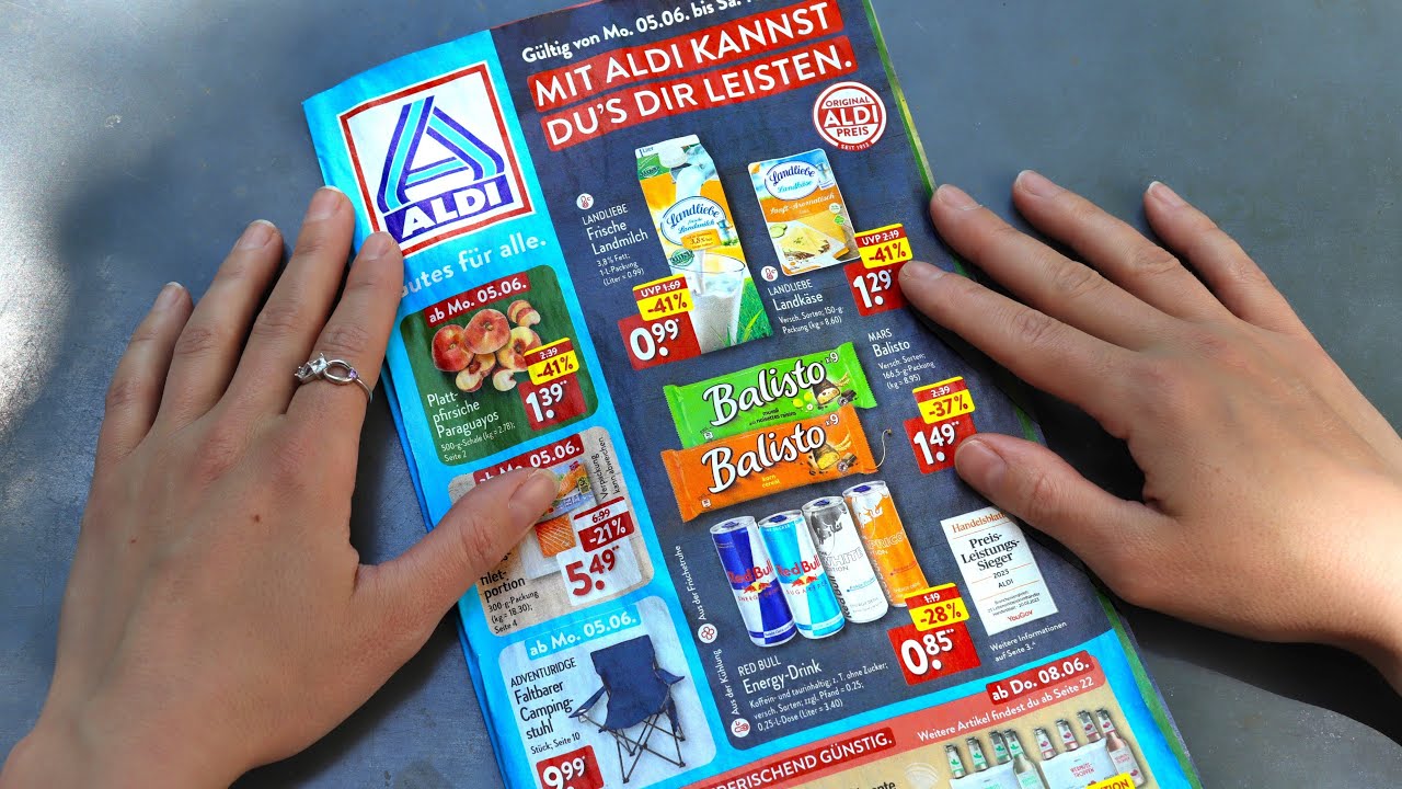 ASMR KNISTERNDES ALDI PROSPEKT 🥗🍉🍍🍓PAGE TURNING, TRACING, PAPER SOUNDS 🪶 SOFT SPOKEN