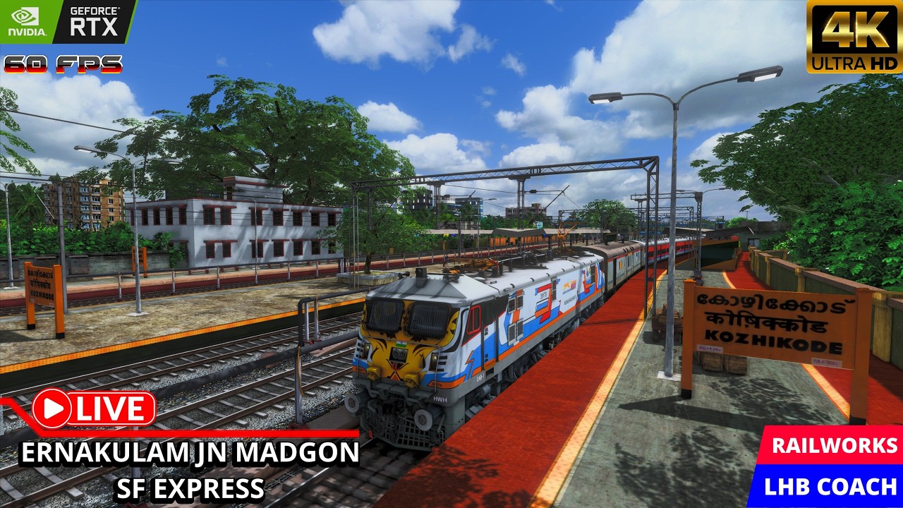 ERNAKULAM JN MADGON SF EXPRESS LIVE RAILWORKS..#indianrailways #railworks #gaming #live