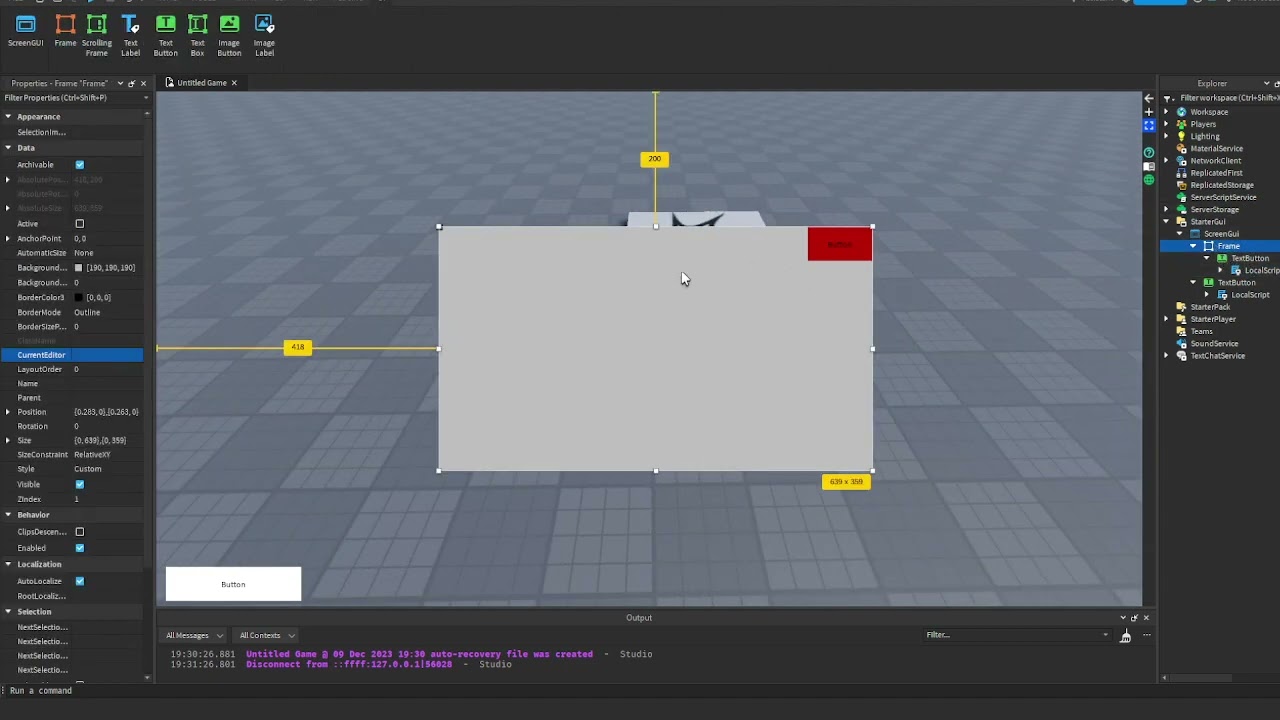 Roblox Studio | Eventblocks Plugin | Gui Basics