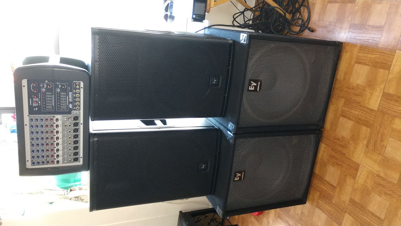 9-9-2018 EV ELX115 and EV Force i Sub with Peavey Xr8600 powered mixer.