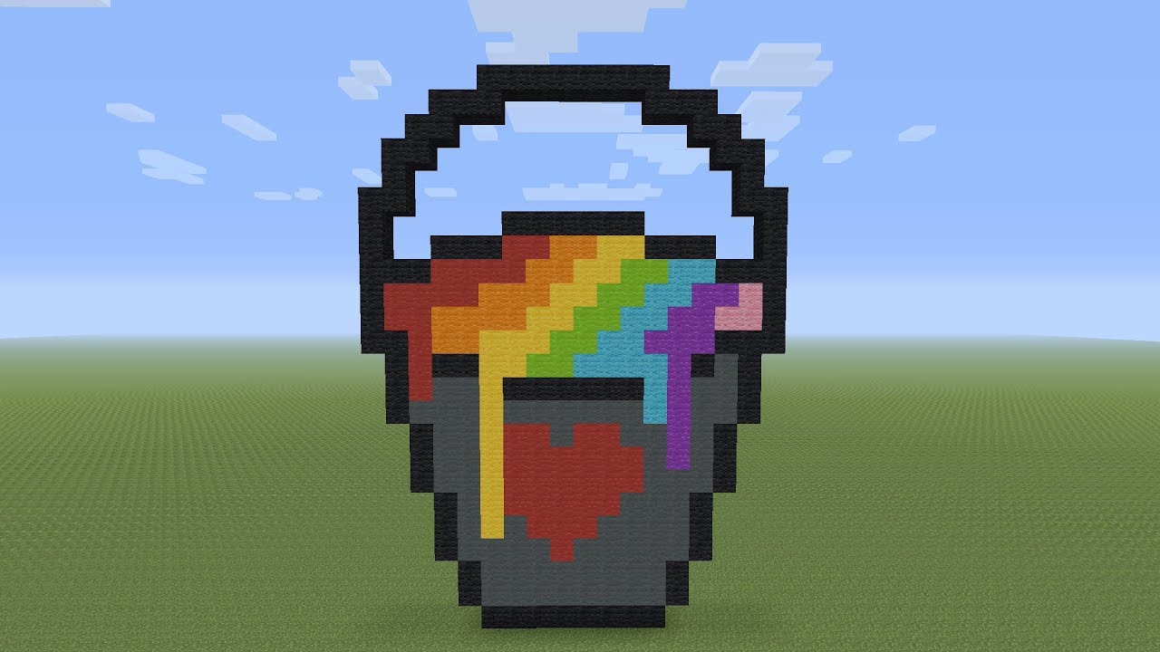 Minecraft Pixel Art - Rainbow Bucket