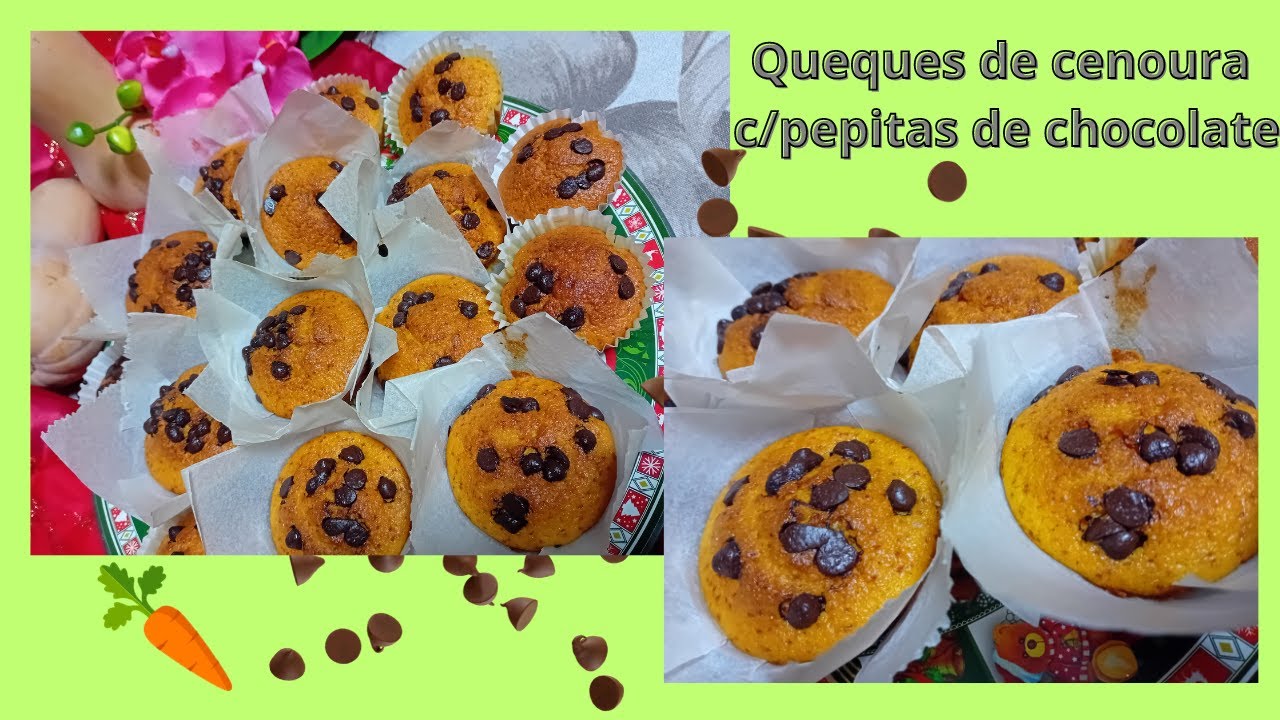 Queques de cenoura c/pepitas de chocolate