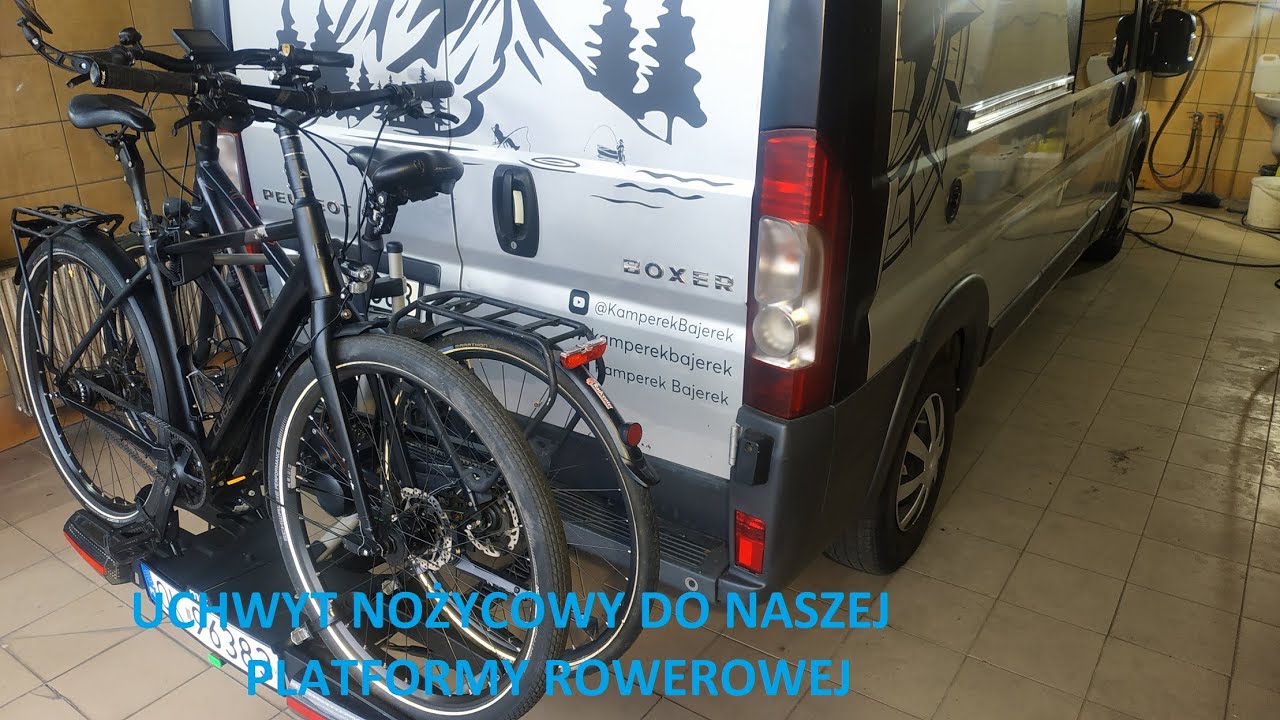 Uchwyt nożycowy pod nasz bagażnik rowerowy platforma na rowery w naszym campervanie @KamperekBajerek