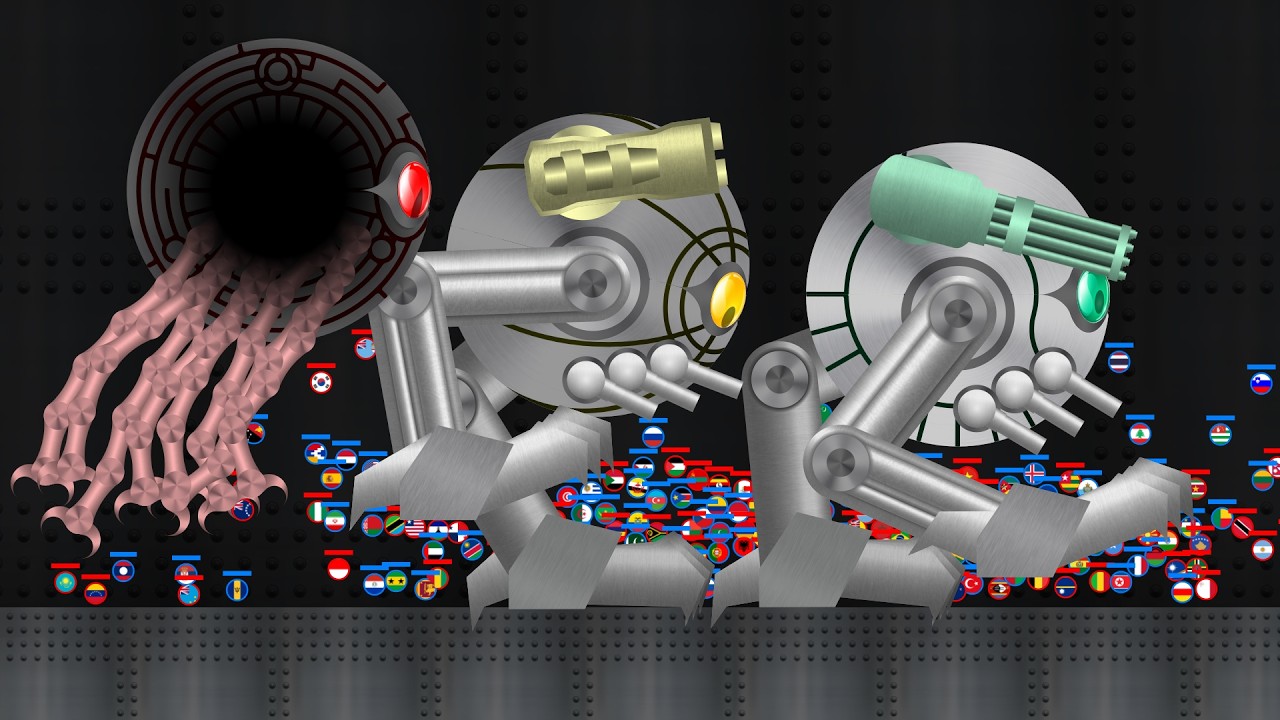 Escape From the Evolving War Machine - Survival Marble Race Countries
