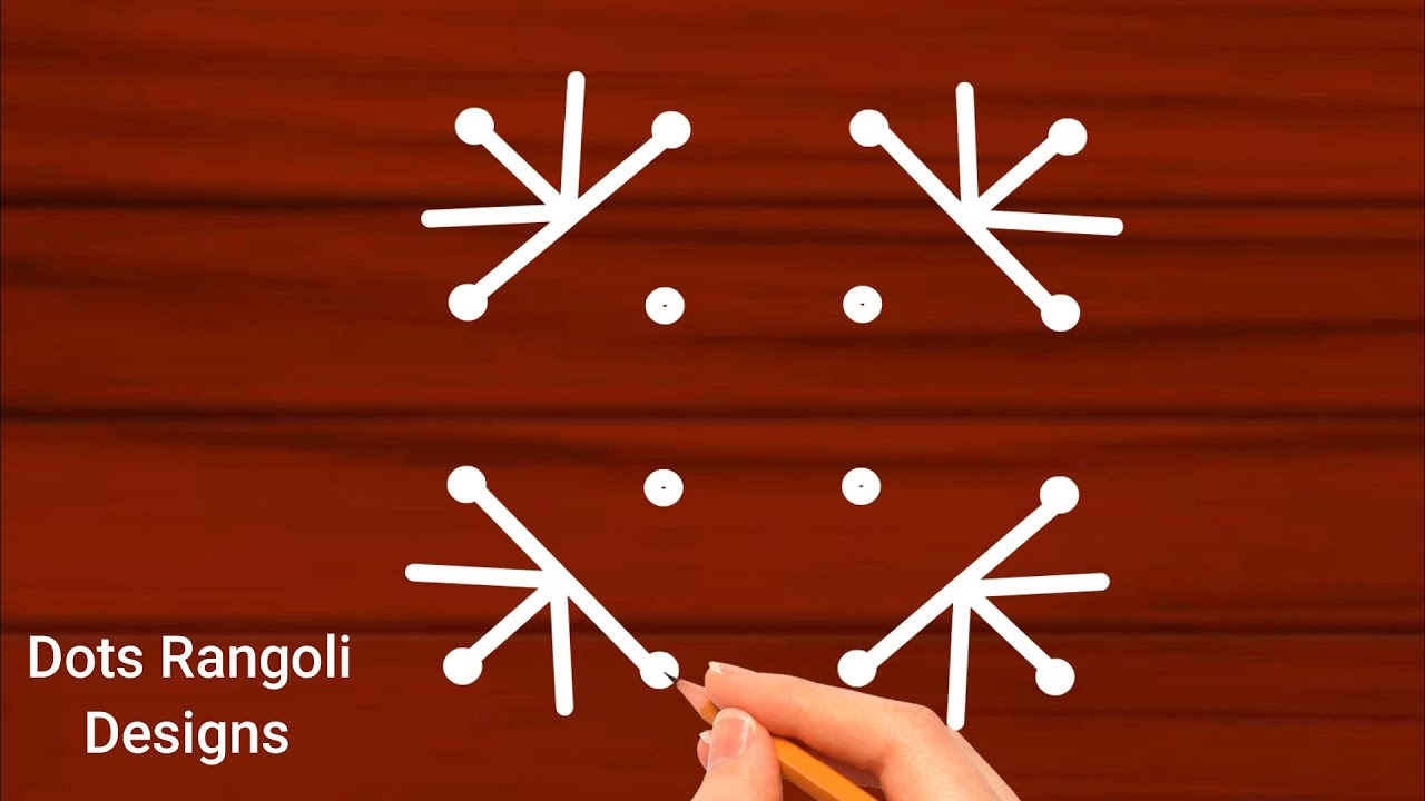 Beginners 4*4 Dots Rangoli designs | Simple kolam Designs | Rangoli design Tutorial | 4 Dots Rangoli