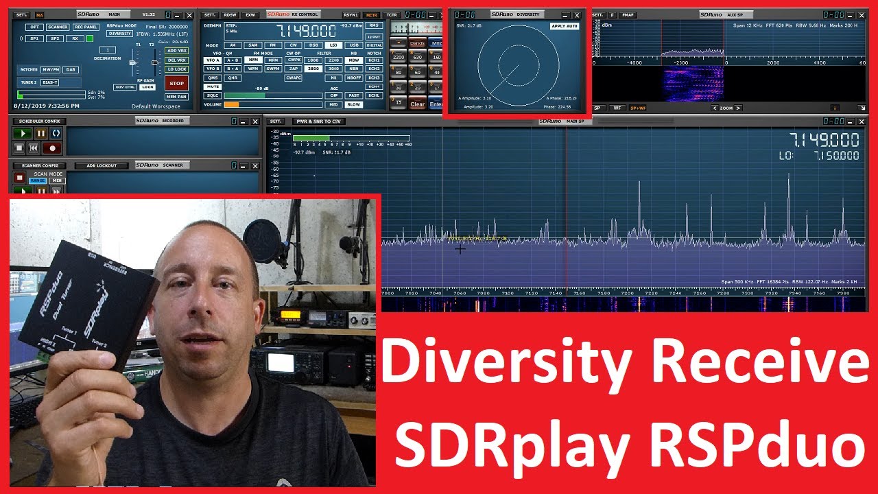 Основные моменты и демонстрация приема SDRplay RSPduo Diversity с использованием SDRuno V1.32