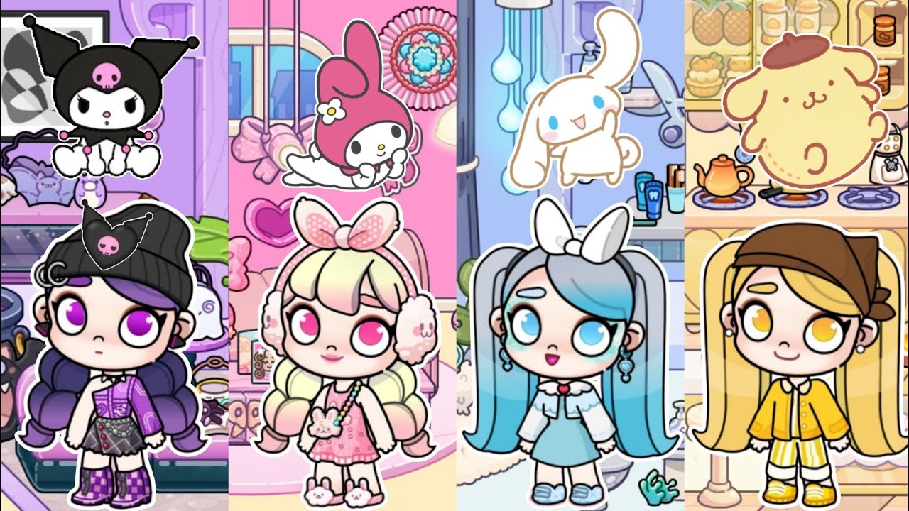 Avatar World Free Kuromi, My Melody, Cinnamoroll, Pompompurin House Maker | Avatar World House Ideas