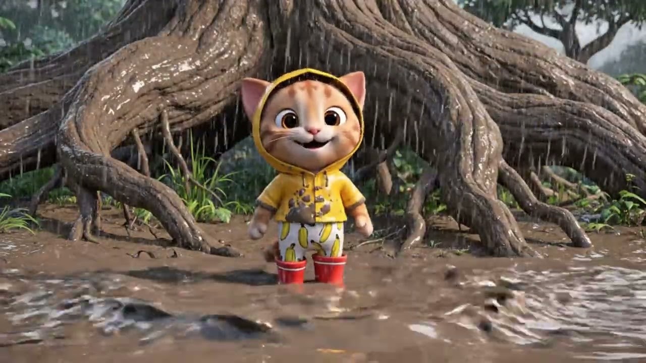 Milo the kitten's rainy adventure