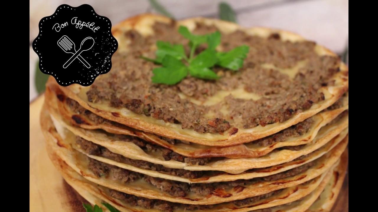 Lahmacun::لحم بعجين::صفيحه::طريقه سريعه