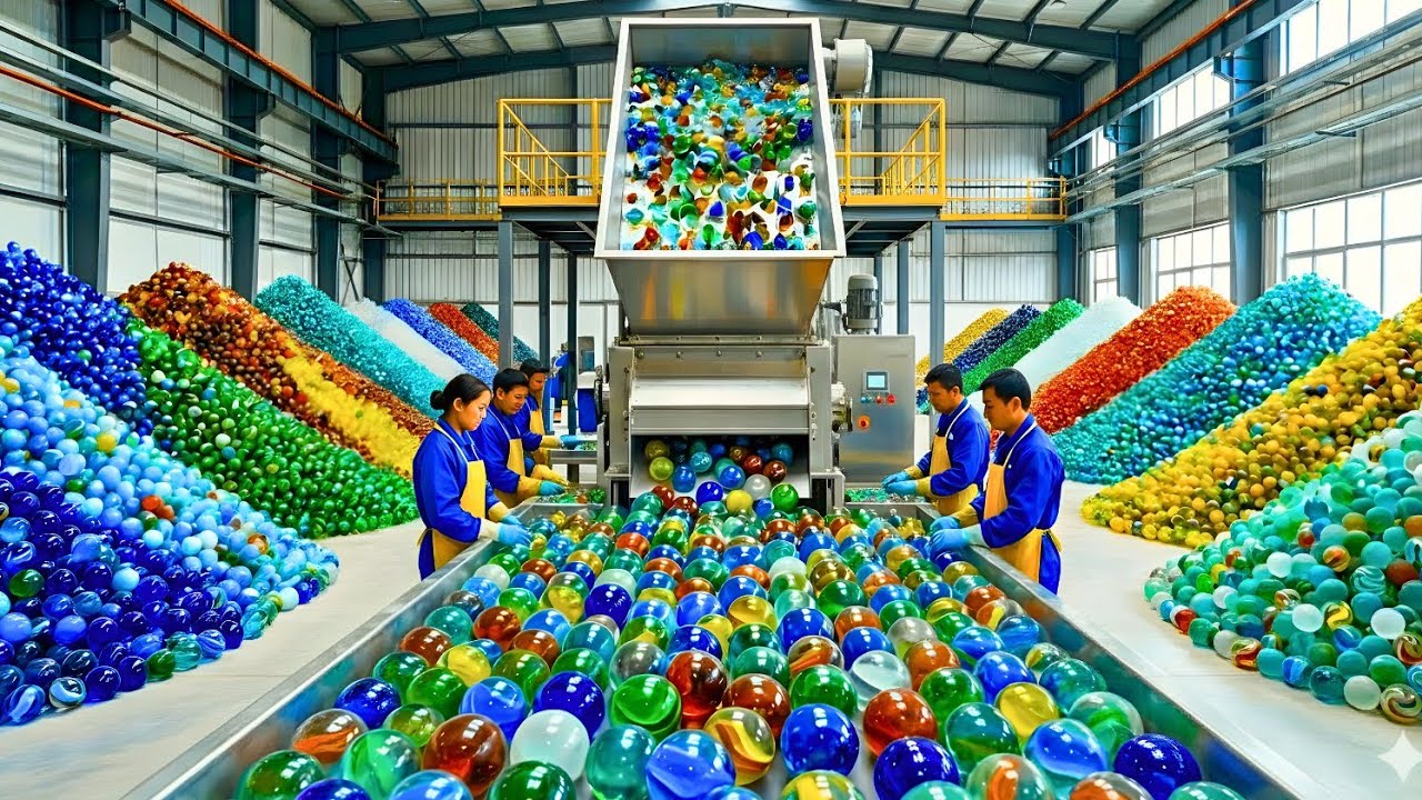 Inside a Modern Factory: Waste Glass Turned Into Perfect Marbles (Full Process)