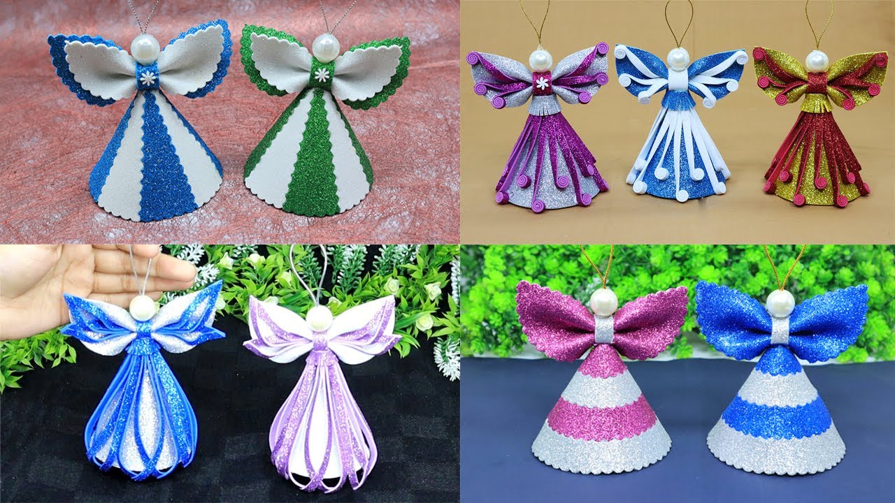 4 Amazing Christmas Angel Ornaments Making from Glitter Foam 😇 Do It Together
