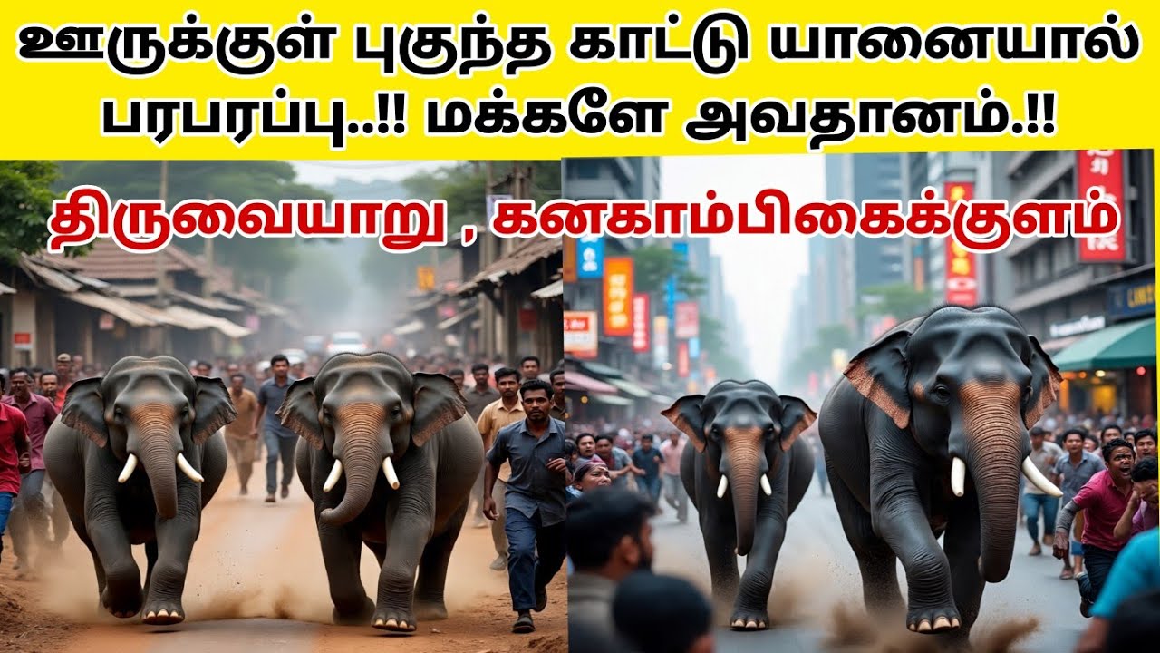 🚨📢 ஊருக்குள் புகுந்த காட்டு யானையால் கிளிநொச்சியில் பரபரப்பு.!! மக்களே அவதானம் ⚠️