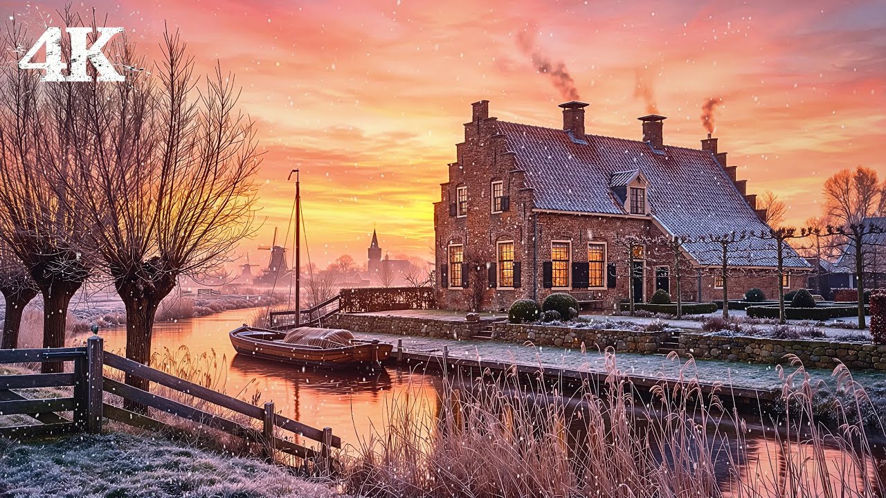 A Quiet Sunrise at the Canal Farmhouse, While Snow Falls and Nothing Is Required of You