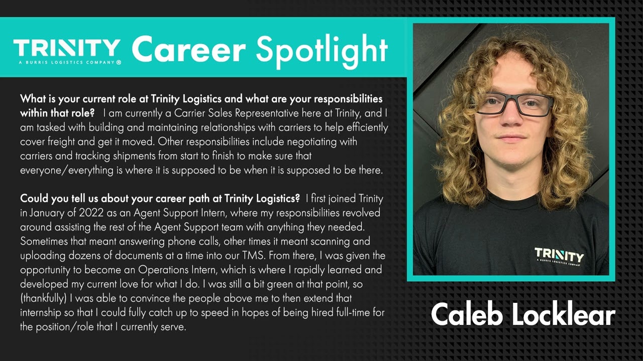 Trinity Logistics Career Spotlight Caleb Locklear