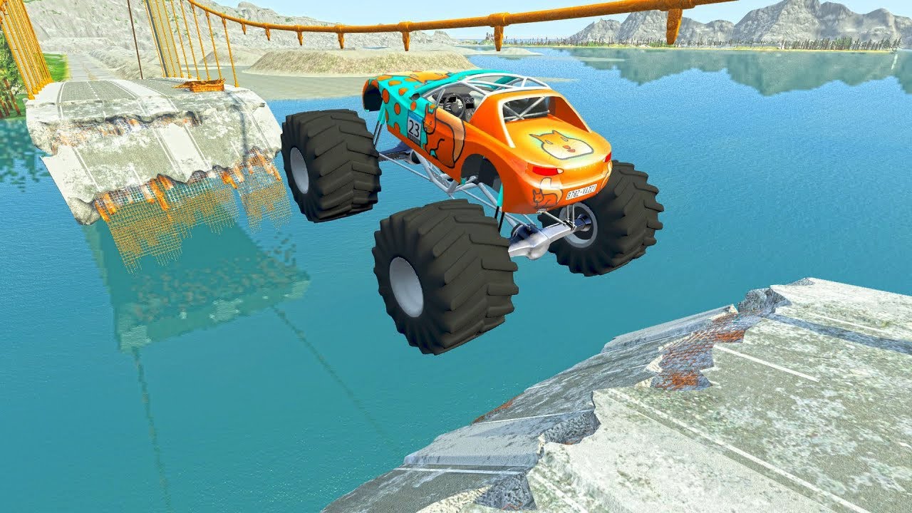 Cars vs Broken Bridge - BeamNG Drive
