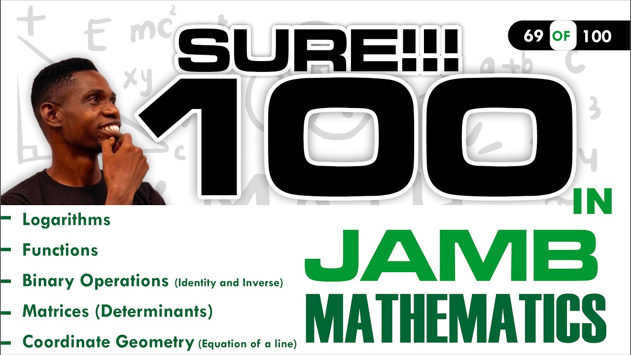 JAMB Mathematics 69 - Log, Functions, Binary Op., Matrices, Lines, Trigonometry - UTME Mathematics