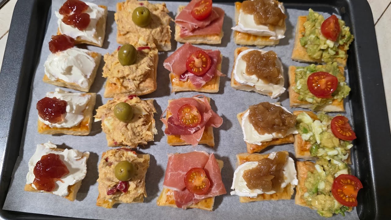 HOJALDRE DE CANAPES,SUPER FACILES Y RAPIDOS🥑🍅