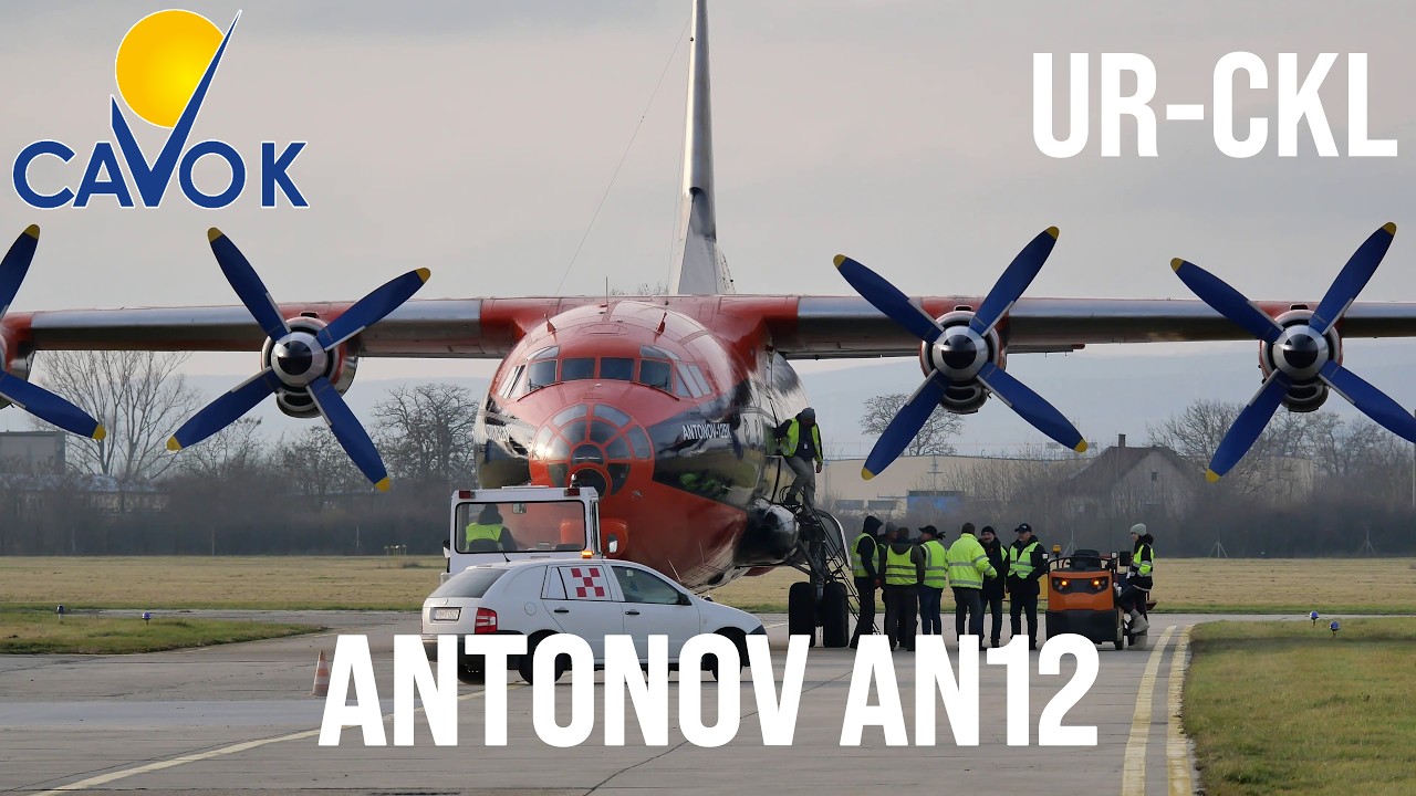 OLD ANTONOV AN12 | LANDING & TAXI | UR-CKL | CAVOK AIR