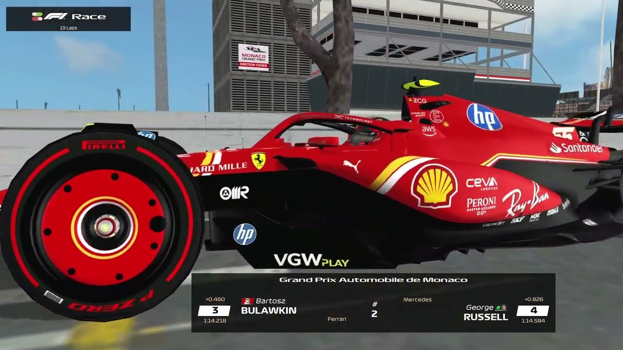F1 Challenge VB | 2024 Monaco | 25% Race with AI