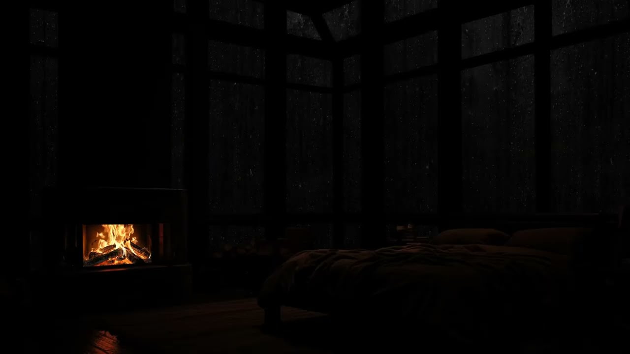 Ad-Free Rain & Thunderstorm 🌧️ Cozy Fireplace Ambience for Deep Sleep & Stress Relief