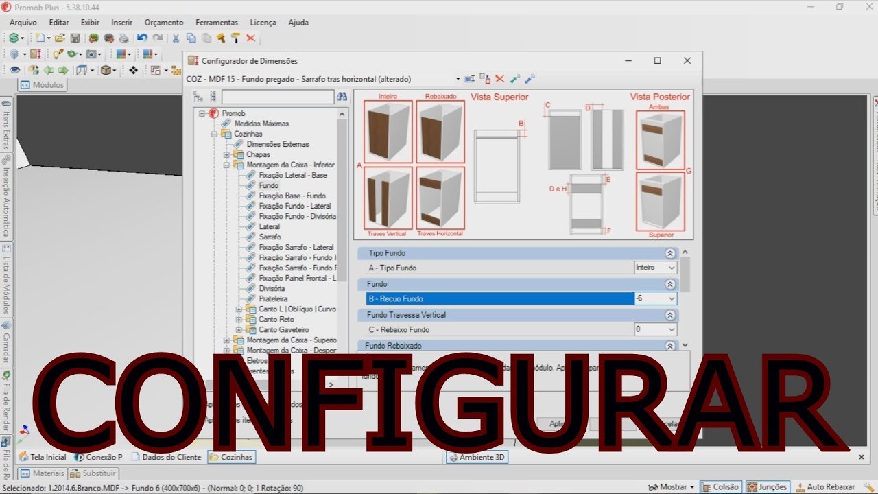 CONFIGURANDO DIMENSÕES NO PROMOB