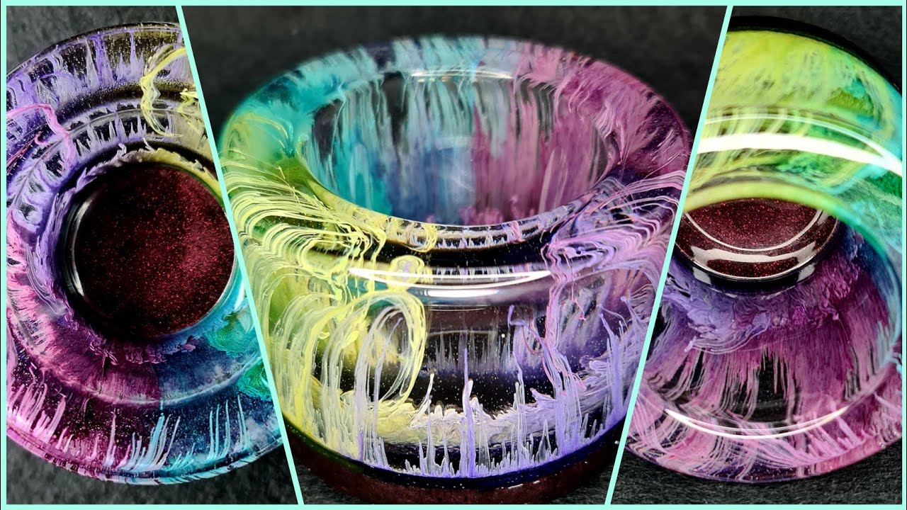 #345 Teelichthalter mit Petri Schalen Tropfen 💜💙💚 Resin petri dish drops 💜💙💚