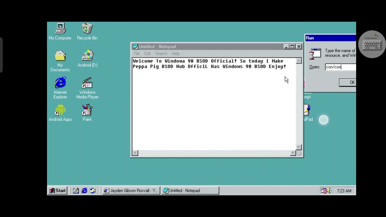 Peppa Pig BSOD Hub Official Has Windows 98 BSOD