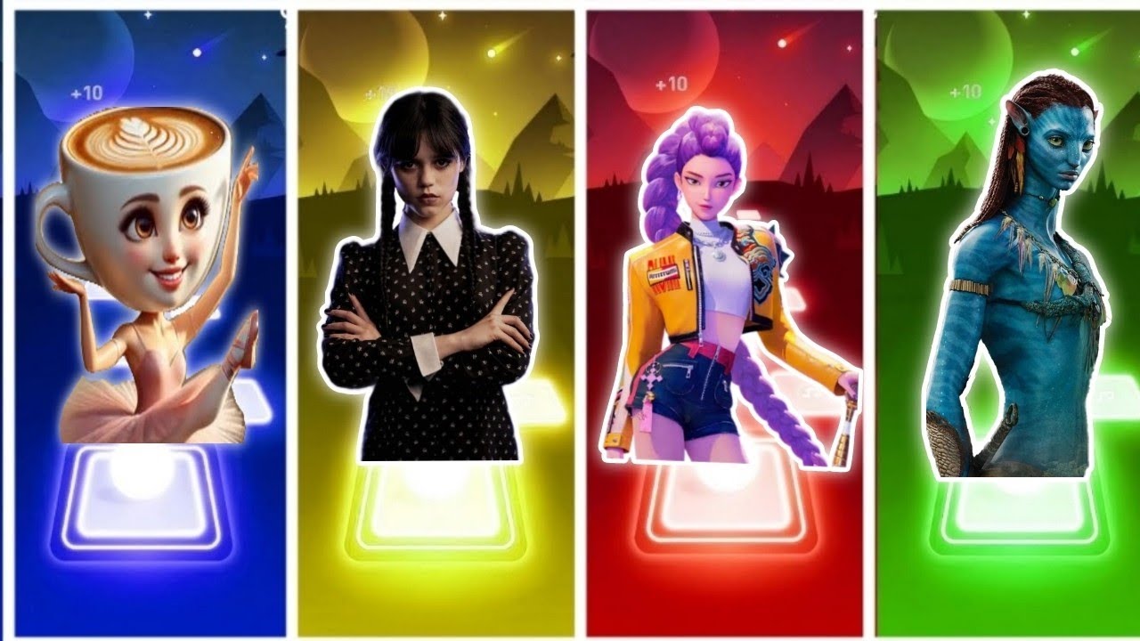 Ballerina capuchina VS Wenzdey VS KPOP Demon Hunters VS Avatar Tiles Hop EDM Rush Caffen Danse sog