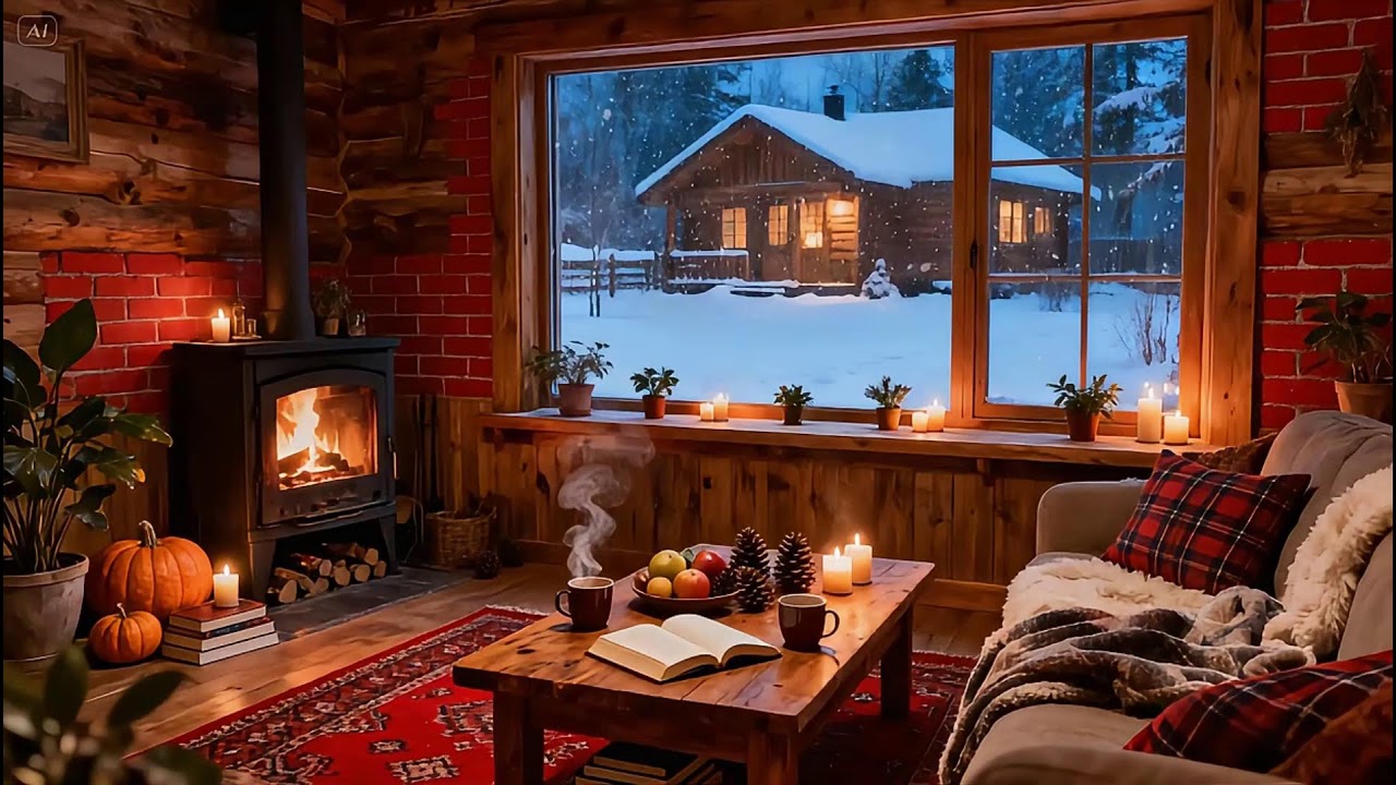 Christmas Night Smooth Jazz • Warm Piano, Snowfall & Winter Holiday Atmosphere