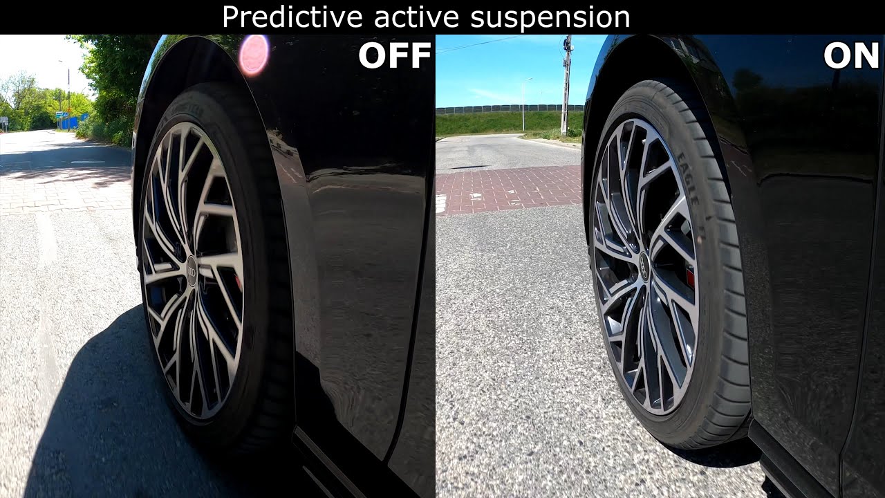 Audi A8L: Predictive active suspension on speed bumps. Elevated entry and exit :: [1001cars]