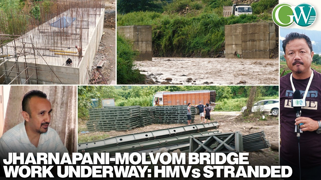 JHARNAPANI-MOLVOM BRIDGE WORK ON: TEMPORARY HUME PIPE BRIDGE WASHED AWAY; HMVs STRANDED