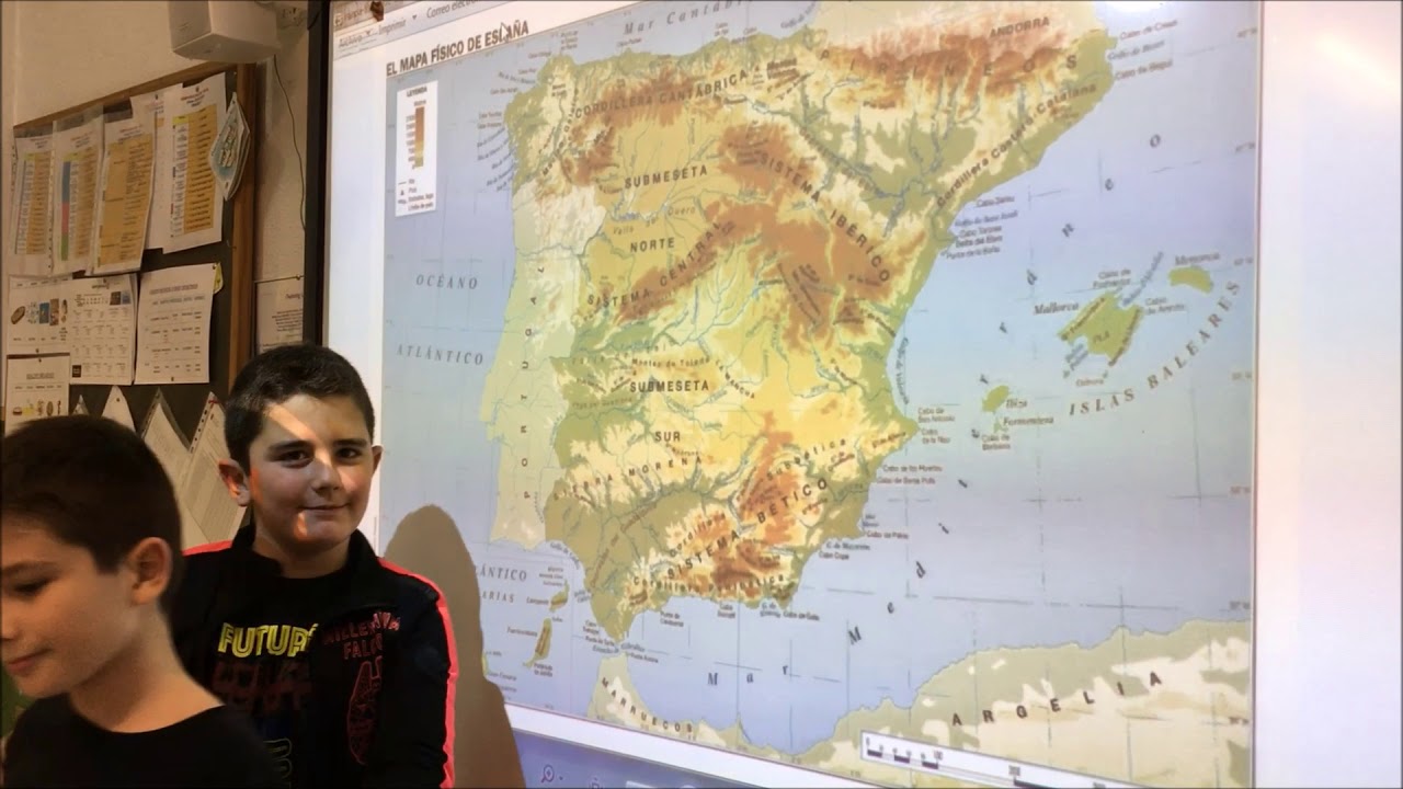 Mapa f&iacute;sico de Espa&ntilde;a - CEIP JUAN XXIII Las Lumbreras, Monteagudo, Murcia.