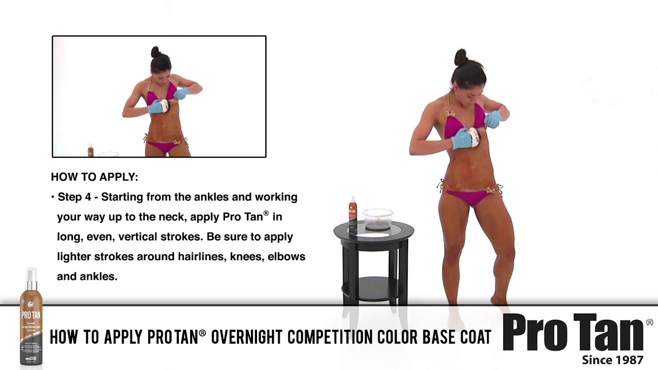 This Video demonstrates how to apply the Pro Tan® Overnight Competition Color Base Coat®