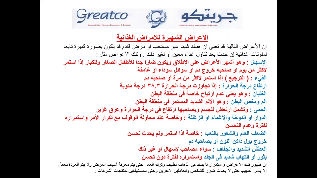 ملخص الممارسات الصحية الجيدة وامراض الغذاء