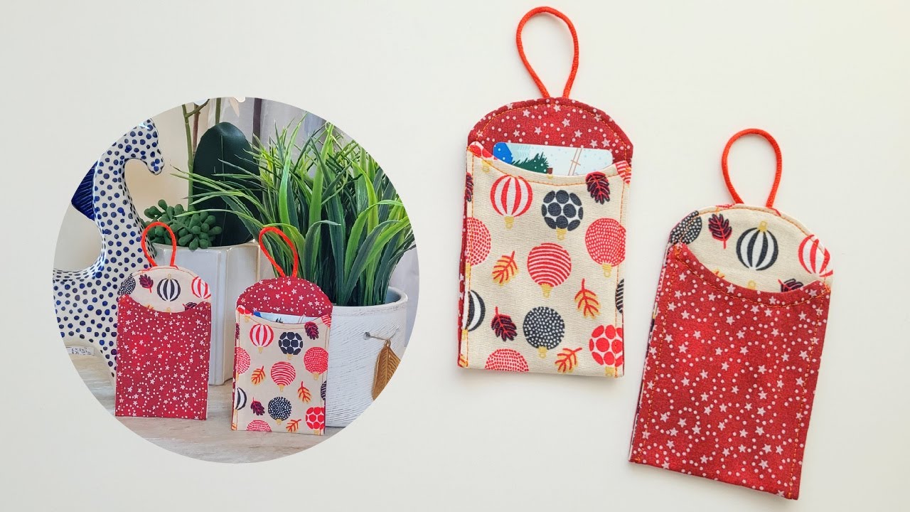 DIY Gift Card Holder Ornament From Fabric Scraps. Easy Sewing Project For Christmas.#giftcardholder