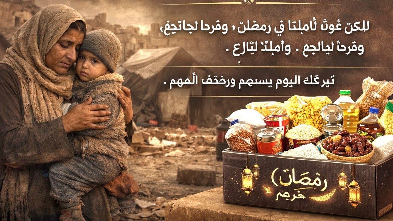 مبـــادرة للسلة الرمضانية لخمس عائلات نازحة من غــــزة