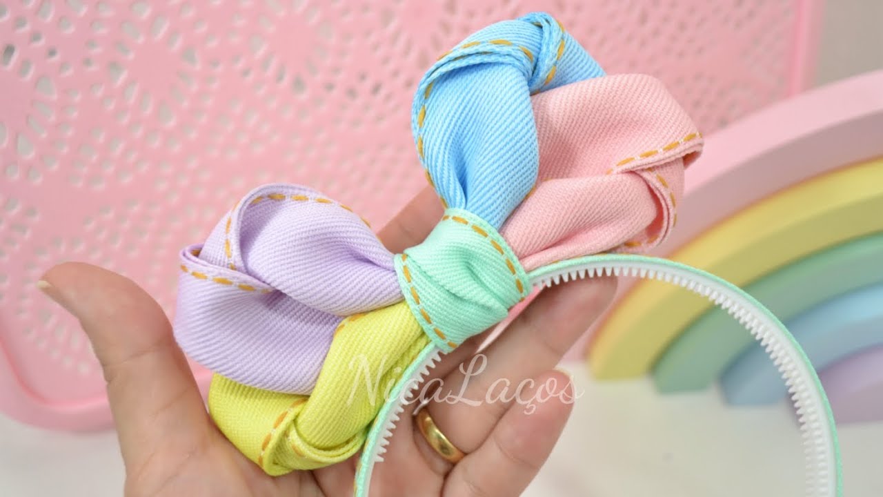 🎀 Tiara com laço Amor em pé. Fácil de ser feita e linda! DIY - PAP.
