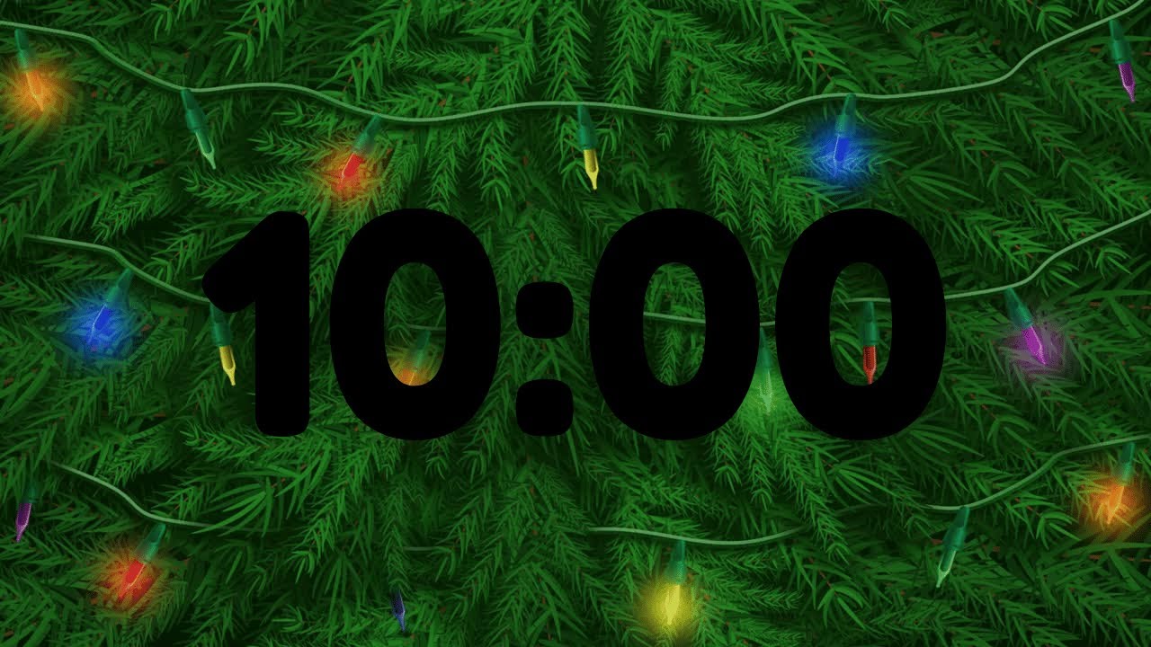 10 Minute Countdown Timer With Music (Acoustic Christmas) - Christmas Tree Lights