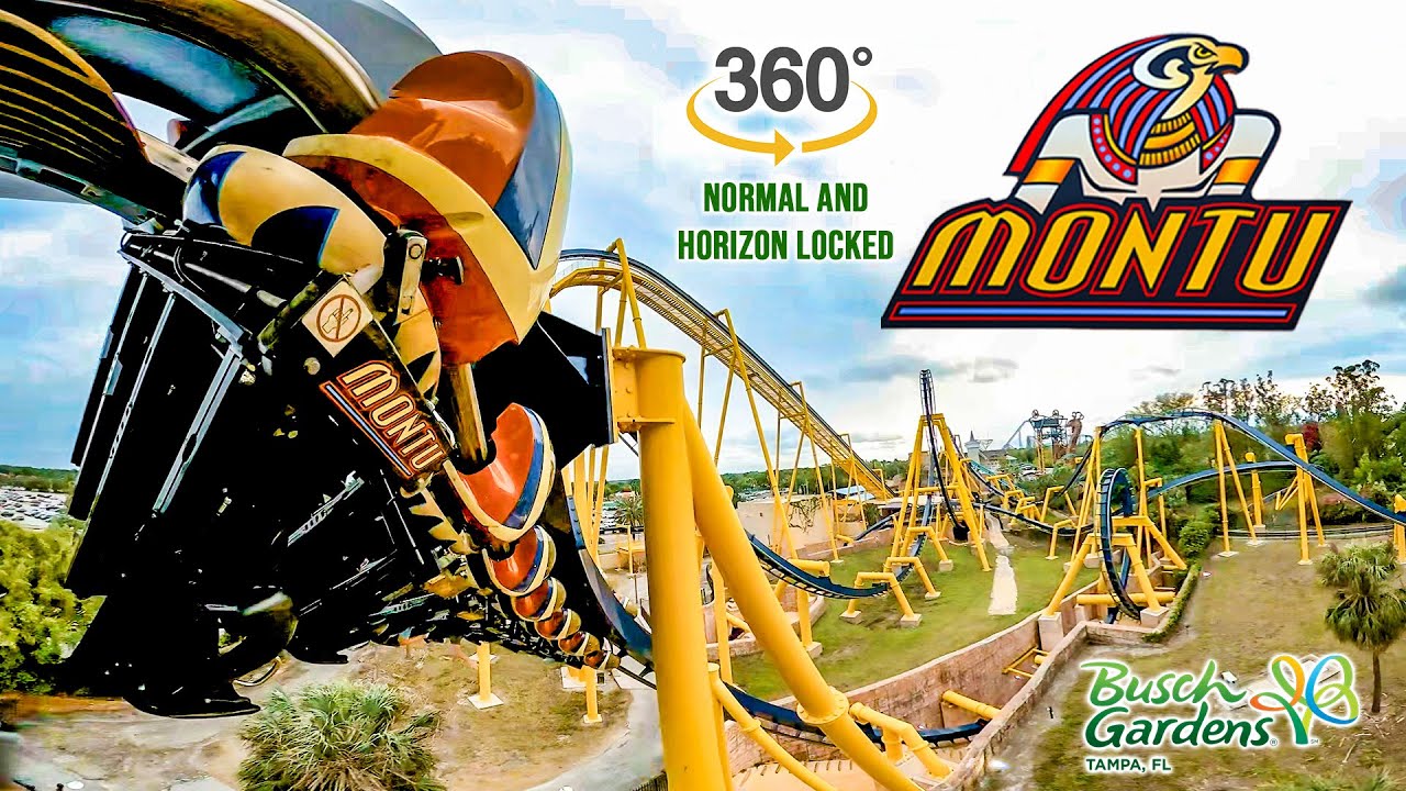 VR 360 Montu Roller Coaster Back Row On Ride POV Busch Gardens Tampa 2023 03 13