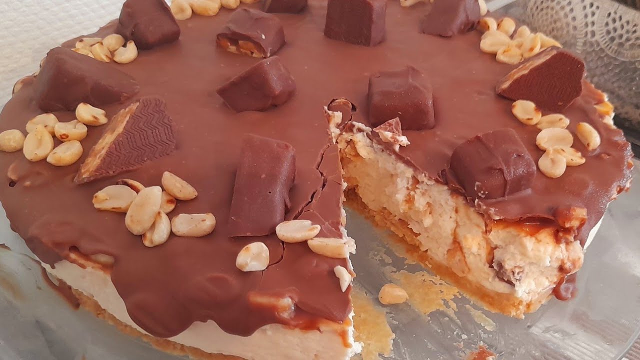 No Bake Snickers Cheesecake, cremige Torte OHNE BACKEN