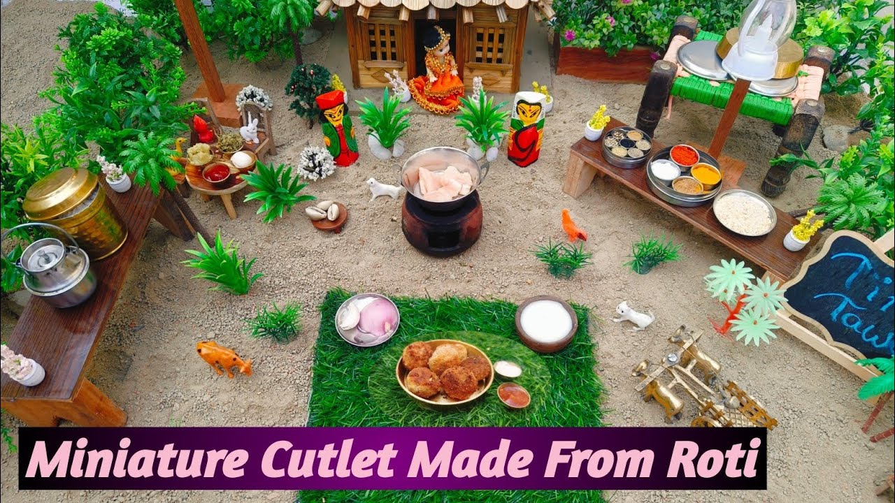 Tiny Cutlet Made From Roti ll Cutlet Making In Unique Style ll Miniature Cooking ll Tiny Tawa 