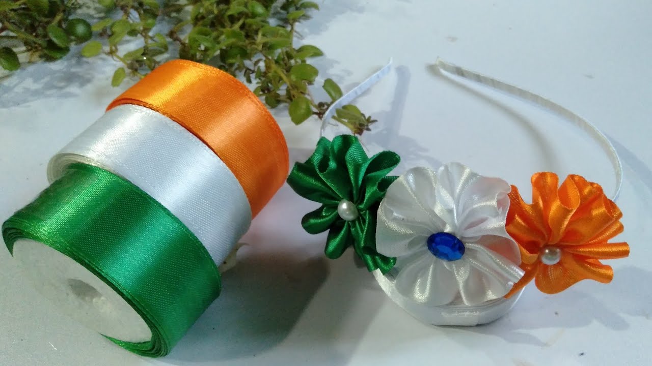Republic day special hairband | Satin Ribbon Hairband | Hairband | Tri color hairband
